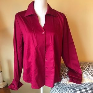 ColdWater Creek no Iron Lovely Burgundy Blouse